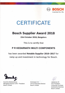 Bosch Notable Supplier Award - 2016-17